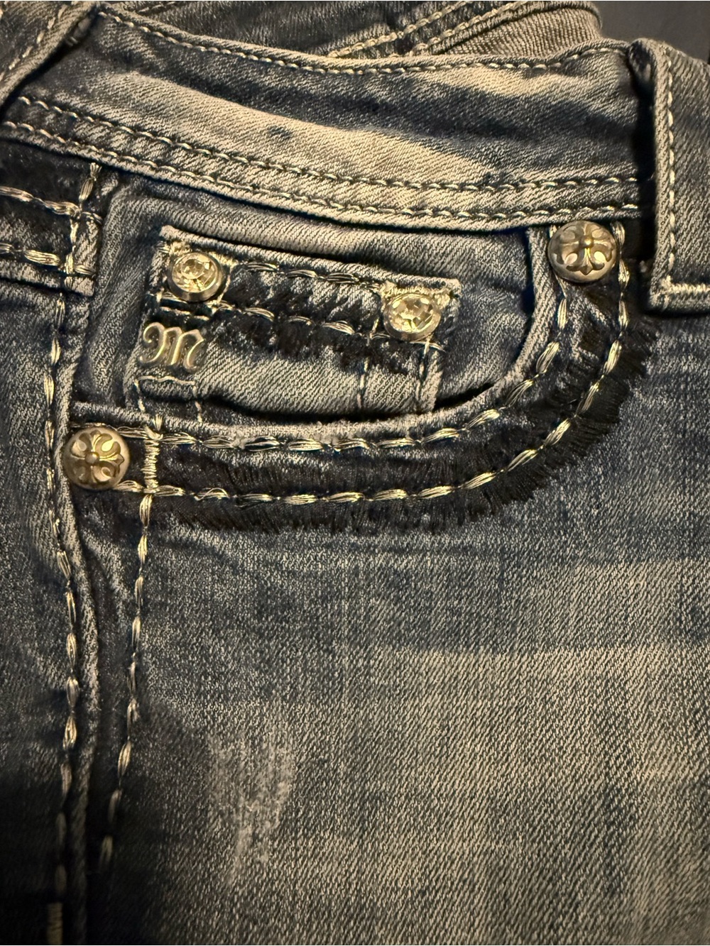 Miss Me Medium Blue Boot Cut Jeans with Embellished Pocket - Picture 6 of 14